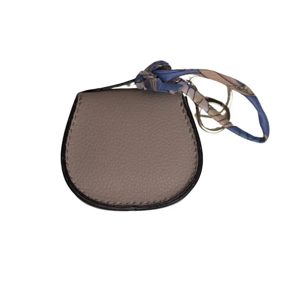 Mini Beige Bag Keychain Bag Charm, PU Leather Coin Purse Change Pouch, NWT Cute